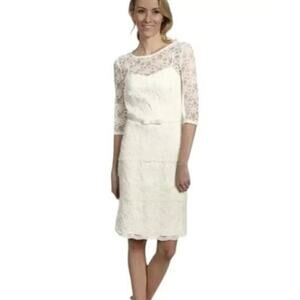 Tahari by Arthur Levine Yvonne Lace Mini Party Dress Women's Size 16 Ivory